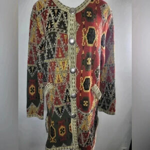 Double D Ranch Women’s Knit Car Coat Cardigan Jumper Cardi Sweater Size Small